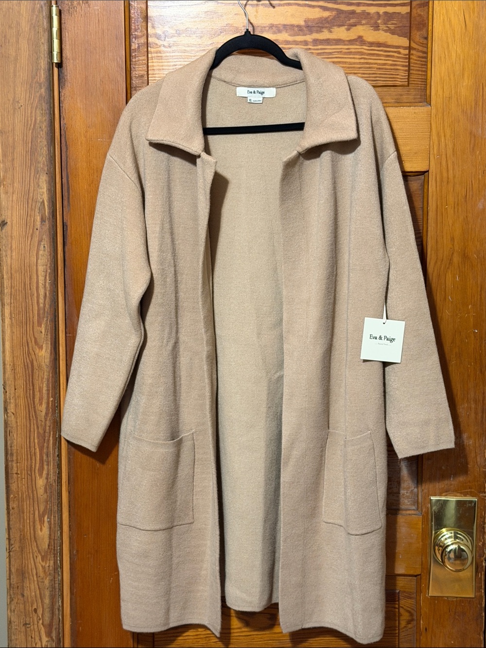 NWT Eva & Paige Cardigan Sweater Tan Size XL